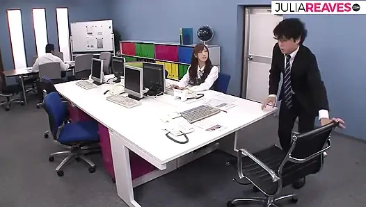 Hot secretary sucks boss huge cock then rides it hard in the office