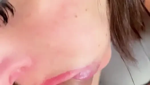 Big TITS amateur Latin makes BWC deepthroat & blowjob