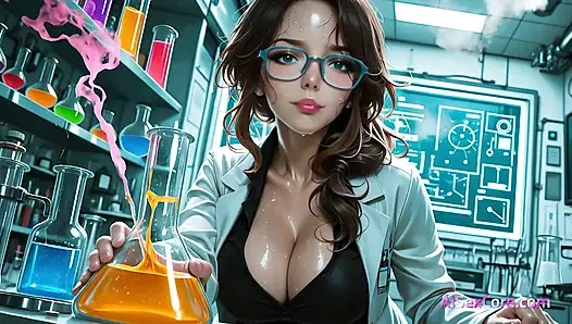Science breaks down when big tits bounce to every thrust and her face is drenched in climax (AI Porn)
