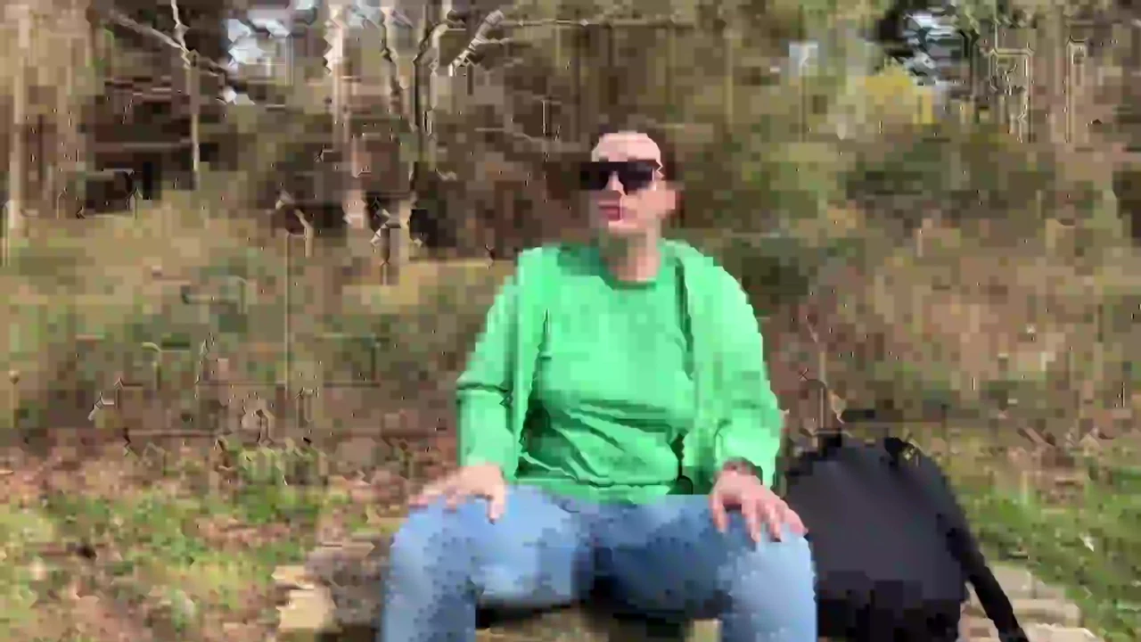 Desperate Outdoor Wetting Jeans on the Public Trail