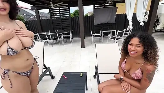 Hot threesome with Crystal Chase and Skyla Sun on a nice summer day watch these two babes share my big dick!