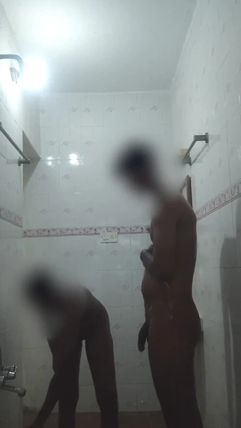 Iconic moment from "Cute Indian GF & BF Bathing Sucking Fucking Together"