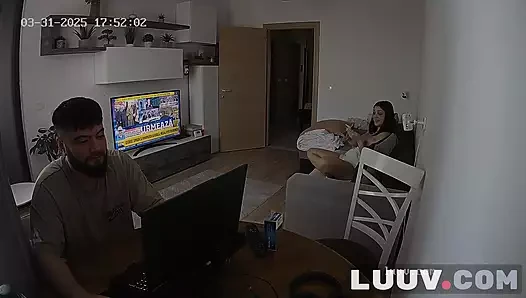 LUUV. The first little argument of lovers on a home camera
