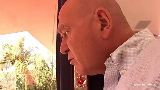 The old boss has fun with the sweet brunette and her soaking wet sugar w...