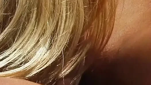 Flexible Blonde with Big Tits Licks Her Own Pussy