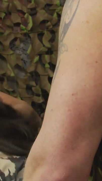 Soldier Girl with Big Boobs and her two cock army | Clip 1
