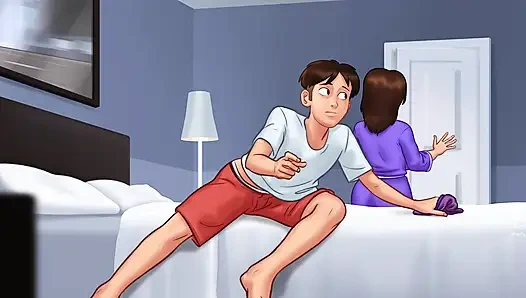 Stepson sniffs panty of her stepmom Debbie and caught later by her (Summertime Saga)