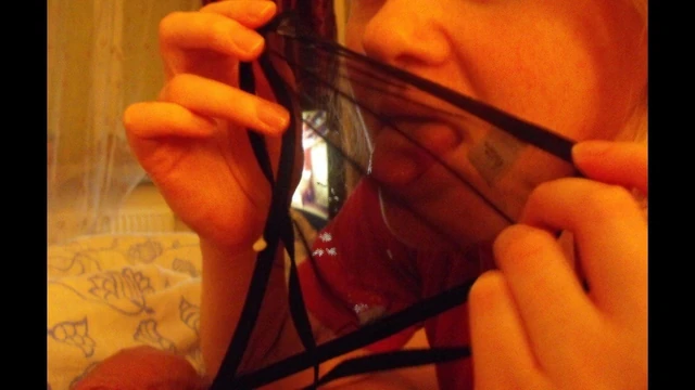 Handjob, blowjob and cumshot on black panties