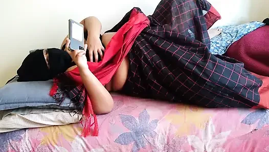 When My Step Aunty Watching Porn on the Phone, I Help Her to Fuck but Accidentally I Cum Inside Her Pussy