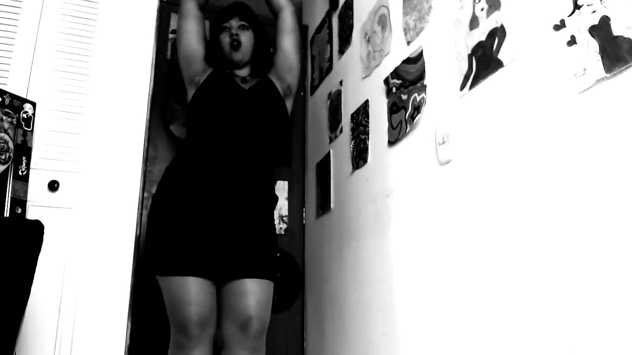 Silent Cinema and Black and White Vintage Girl Seducing You with Stockings, Dress and Heels