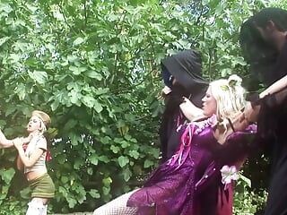 A Curious Blonde Fairy Gets Banged by a Bunch of Demons in the Garden