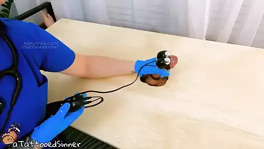 Nurse milks her patient with machine