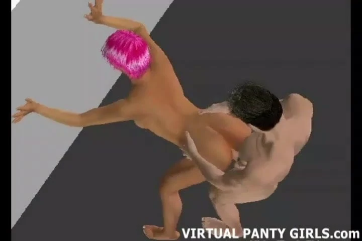 Topless 3d anime babe menggoda dalam lingerie ketat