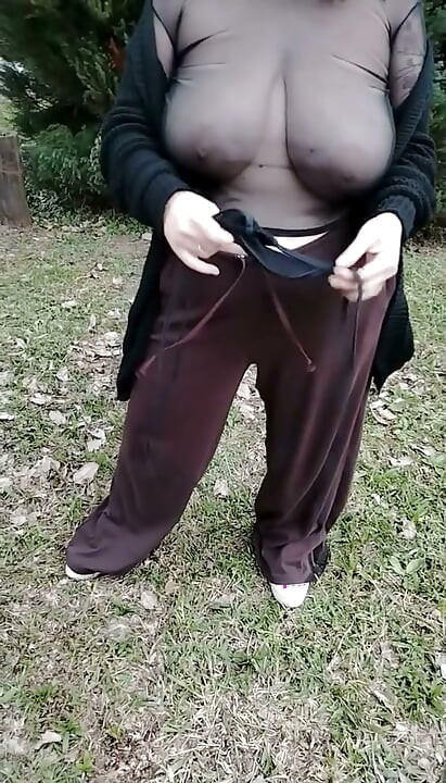 My stepmother walking in a transparent T-shirt.