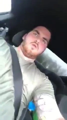 Lad cums while driving, hits himself in the face