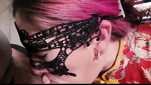 Little Asian Dress Blowjob with Swallow!