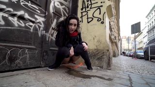 Crazy Girl Pissing In Street