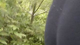 Bubble butt white sissy in the woods again