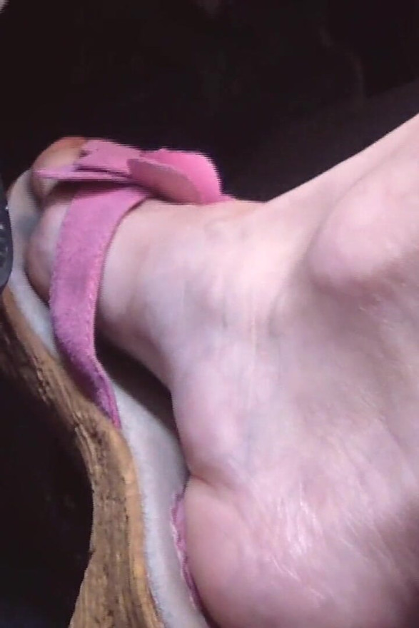 Pedal Pumping in Pink Wedges/flip Flops