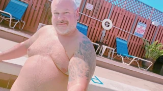 Fattest Monkey porn video – FATTEST DADDY BELLY IN A POOL ! Jacks his cock, too!