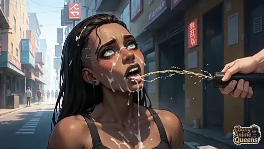 Neon şehrinde sibernetik zenci kraliçenin süt fışkıran orgazmı! Sıcak koyu renkli sert porno!