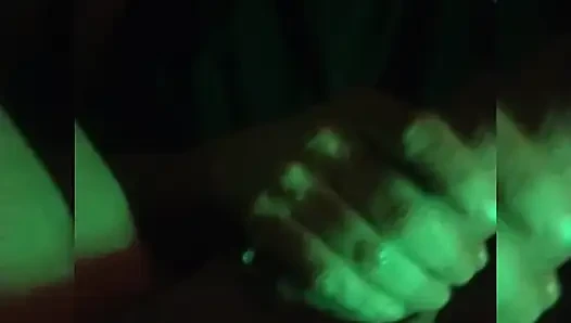 He chokes on my cock.