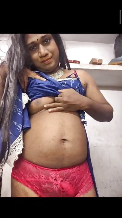 Desi shemale strocking her dick with pressing boobs