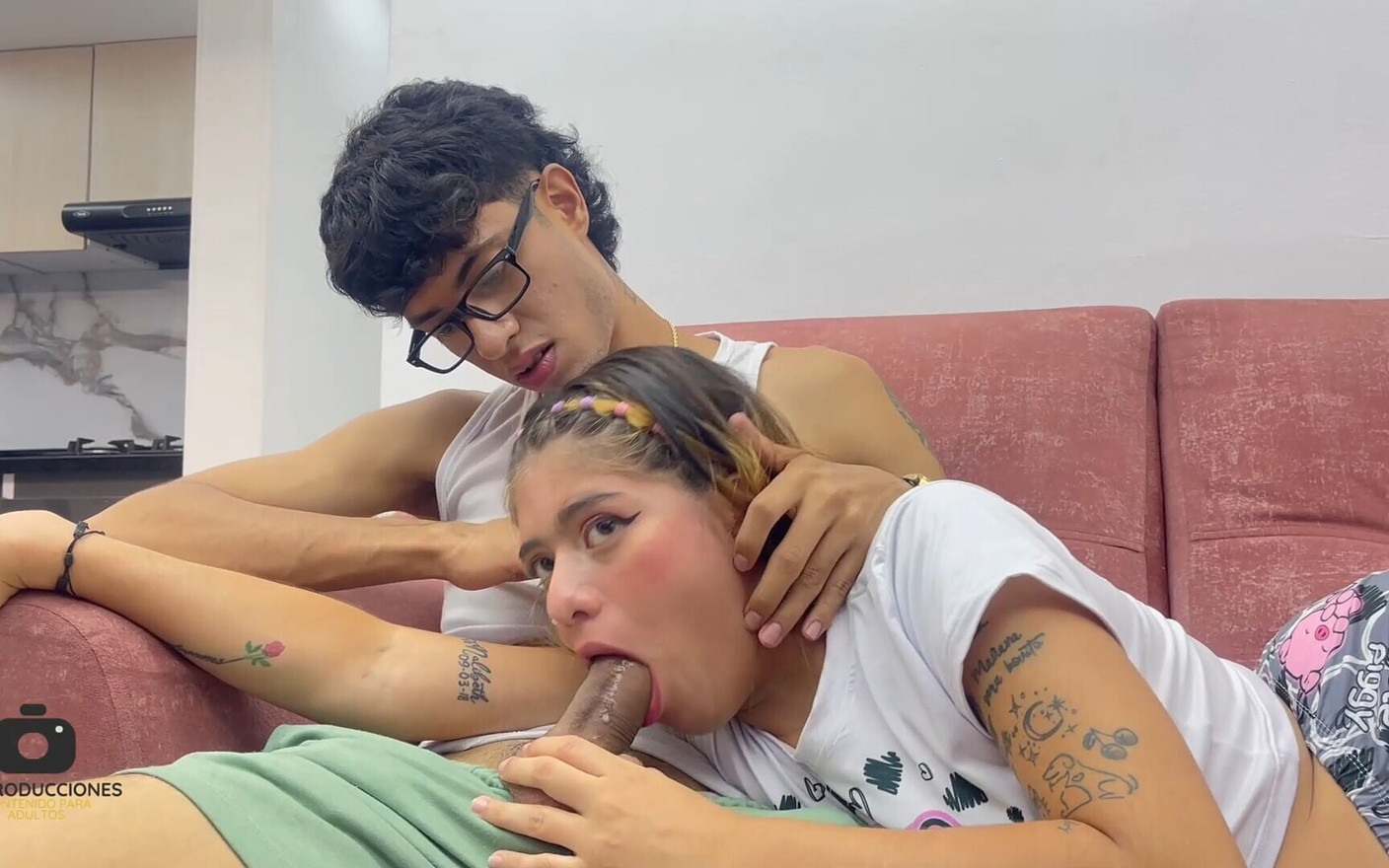 My Little Stepsister Is Scared, so to Help Her, I Give Her My Huge Cock to Swallow.