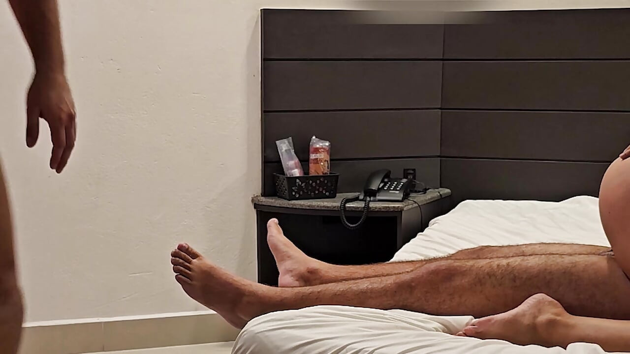 Sharing the Guy's Cock with My Husband Who Sucked It Like a Good Little Faggo