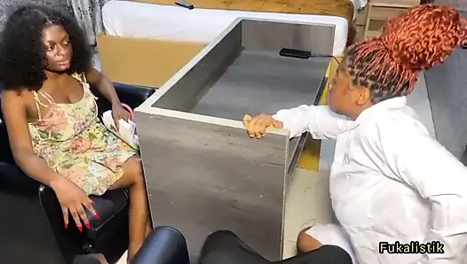 Big tits doctor fucks clients BBC husband in office