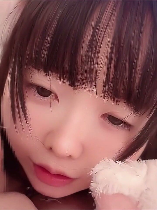 Masturbating on a Large TV Using a Life-size Cute Masturbator
