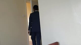 Hot Gay Boss Teen Wanking His Dick Before Leaving the House