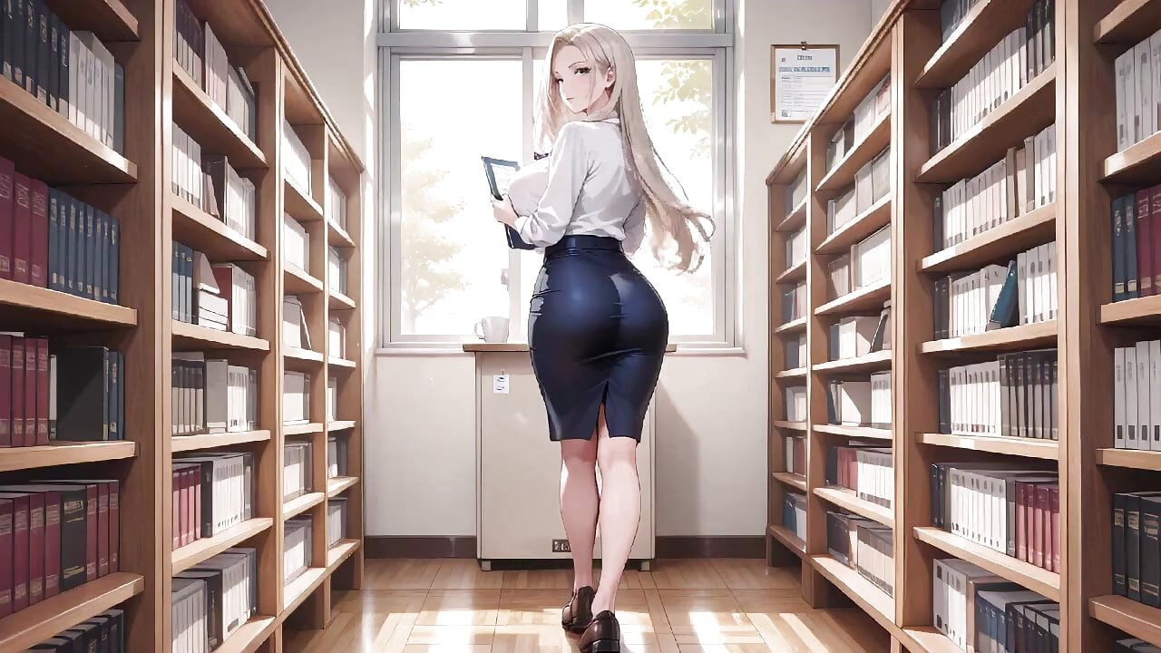 金髮老師！敞開的白襯衫下的致命誘惑，懶洋洋地靠在教室課桌上。
