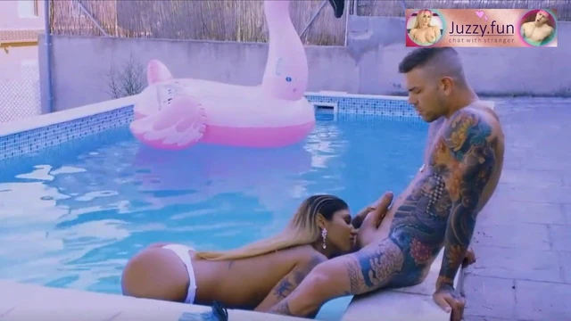 Couple with tattoo. sweet blowjob