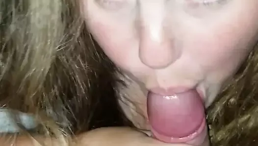Blowjob blond woman sucking dick