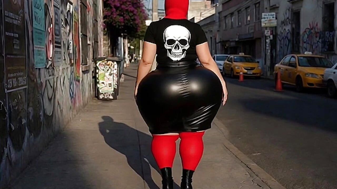 Rabuda gótica latina em roupa gótica preta