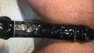 Fucking 13 inch big black dildo