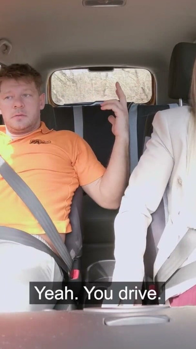Fake Driving School French blonde MILF Georgia Koneva fast hard fuck outdoors POV car sex | Clip 2