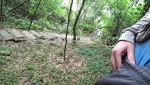DICK FLASH IN PARK. A stranger caught me jerking off and helped me cum