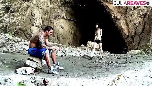 Hot girl sucks a hard cock then gets fucked hard in the dirt