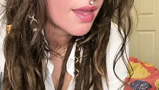 Wearing Glasses and Thigh High Stockings, Smoking a Cigarette and Playing with My Pussy