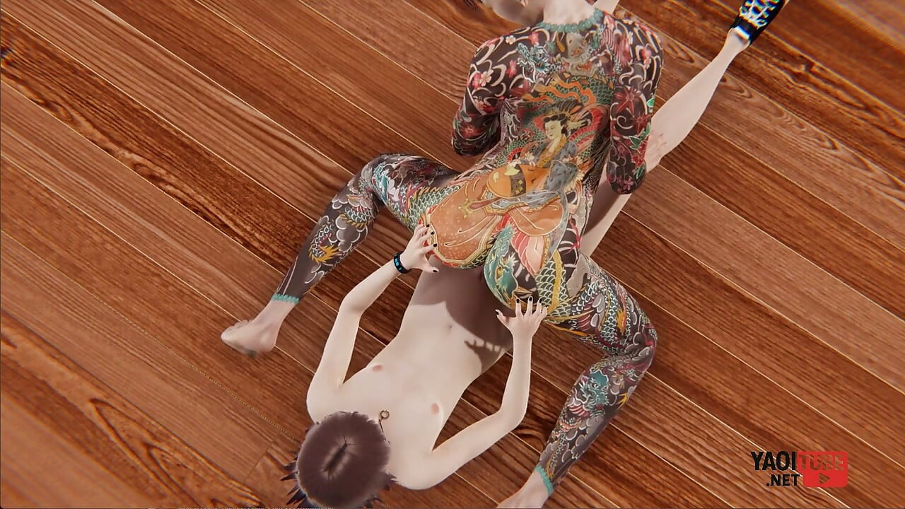 Yaoi - Guy with a Fully Tattooed Body Fucked by Twink