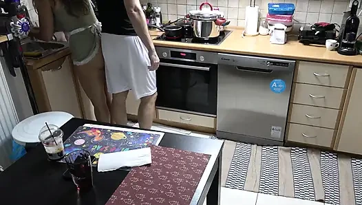 Stepmom Let Me Grinding My Dick on Her Ass While She Cooking