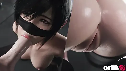 Yuffie final fantezisi 7 - ıslak ıslak sakso hizmeti [sadece maske versiyonu 4k]