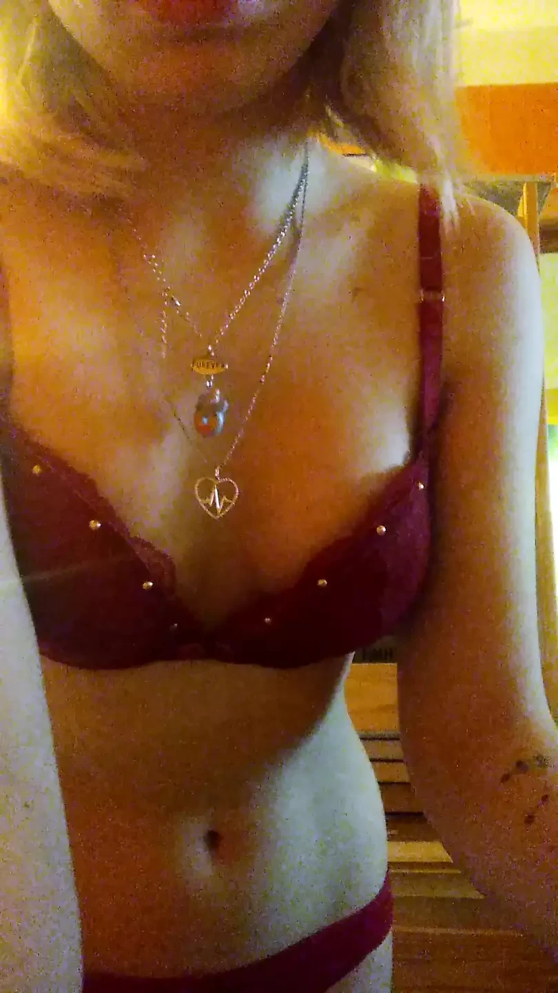 Showing off my beautiful red lingerie at home