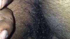 Fingering my chubby wife hairy pussy and ass