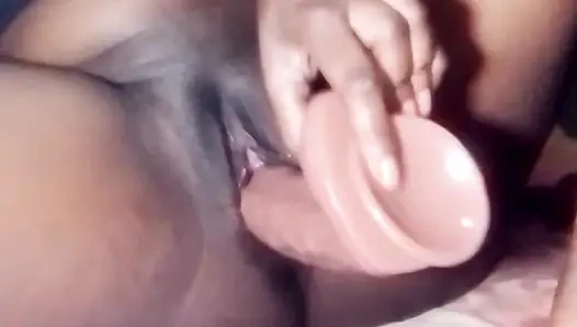 She enjoys this huge dildo