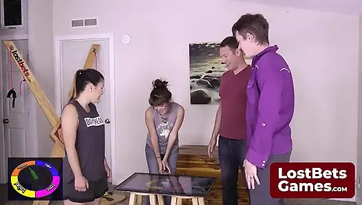 Leilani, Tessa, Jake, and Jesse strip in flirty Spin the Bottle
