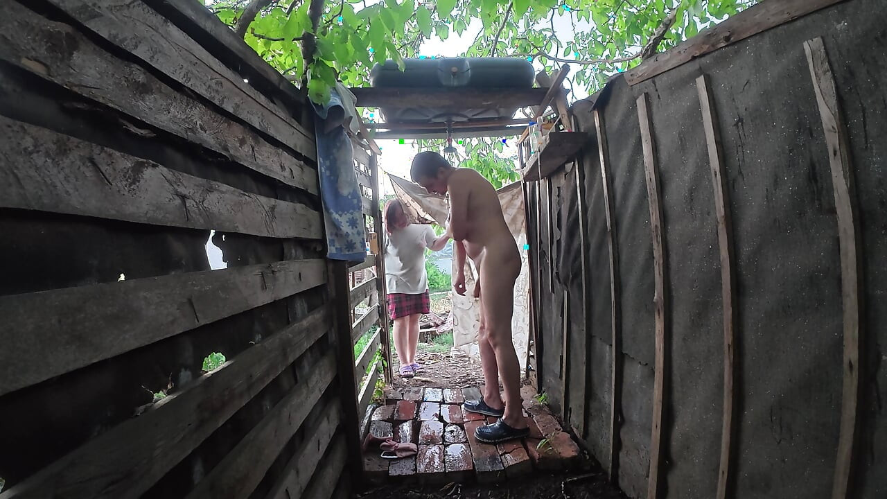 Tanya in Distant Peeping View Outdoor Village Shower