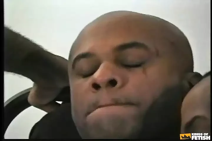 Black Twink Gets His Ass Boned by a Bald Man with Huge Dick in Bareback Style